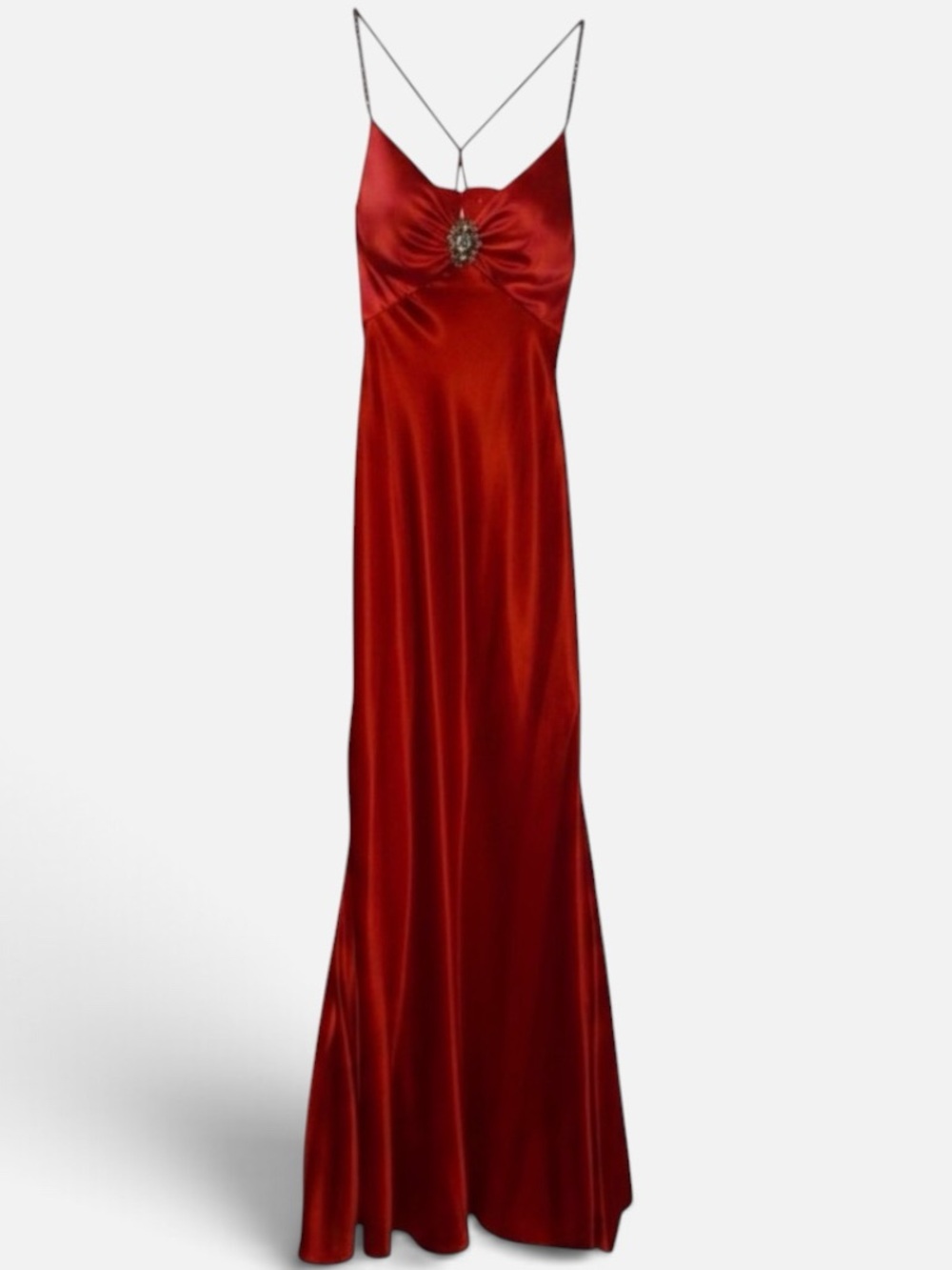 CACHE FORMAL GOWN Long Formal Gown Trumpet Flared Base & Bling Crimson Red SZ 0